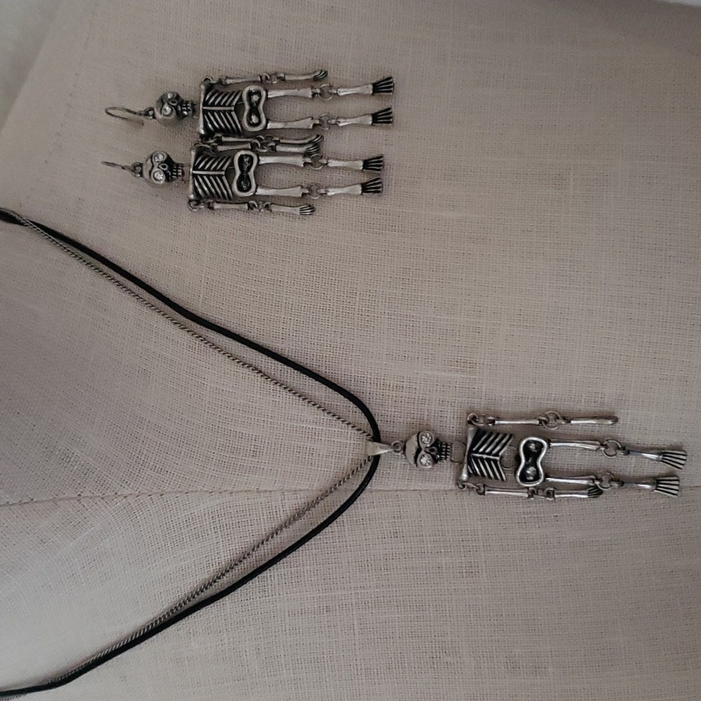 Halloween skeleton necklace and earrings